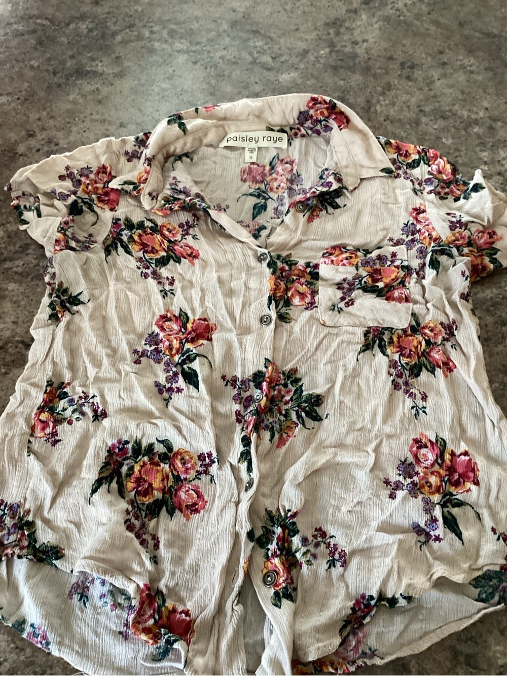 Paisley Raye White Floral Button-Down Shirt